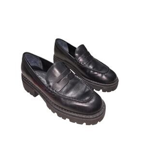 Free People Womens Lyra Lug Sole Black Platform Loafers US 9 EU 39